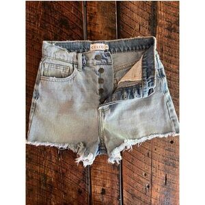 CELLO High Rise Mom denim jean shorts with hidden button up fly, Size XS.